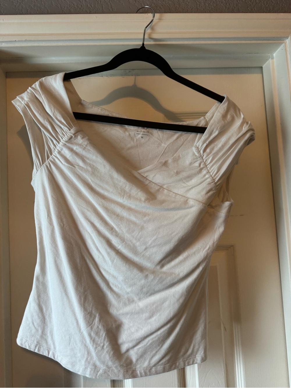 Banana Republic White Cap-Sleeve Wrap-Front Top